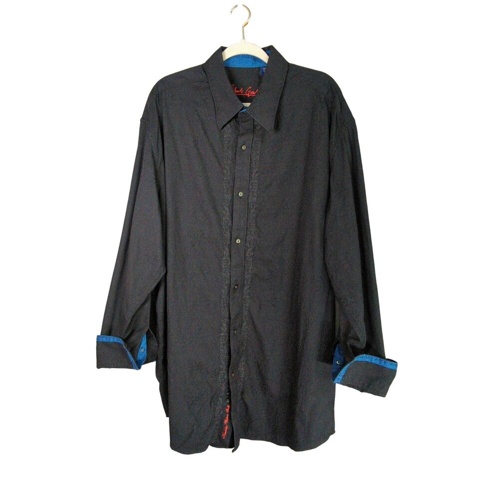 Robert Graham Shirt Mens‎ 2XLB Black Cotton Button Up